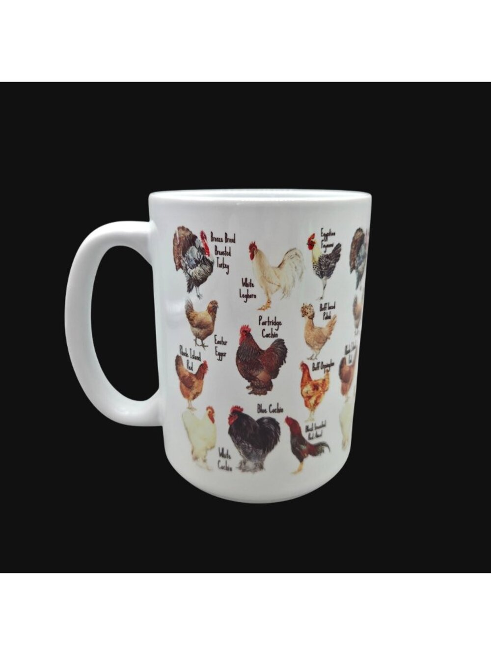 Chicken Breeds Identification White Ceramic Coffee Mug Farmhouse Cup